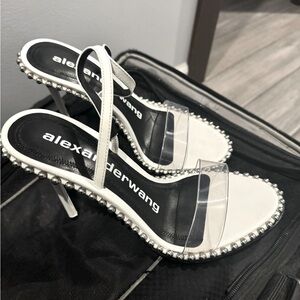 Alexander Wang Size 8 
Women's White Nova Studded Clear-strap High Heel Sandals